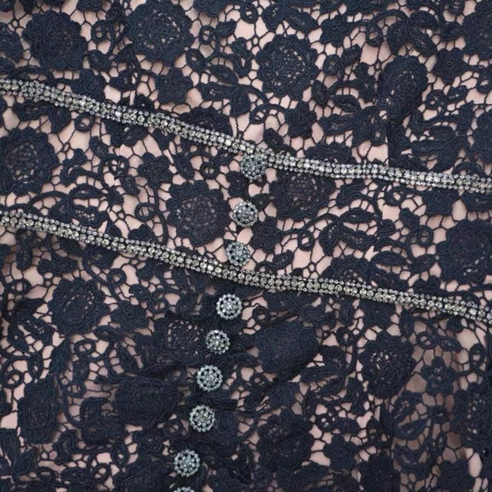 Self-Portrait Guipure Fitted Embellished Buttons Black Lace Midi Dress NWOT - Picture 11 of 15